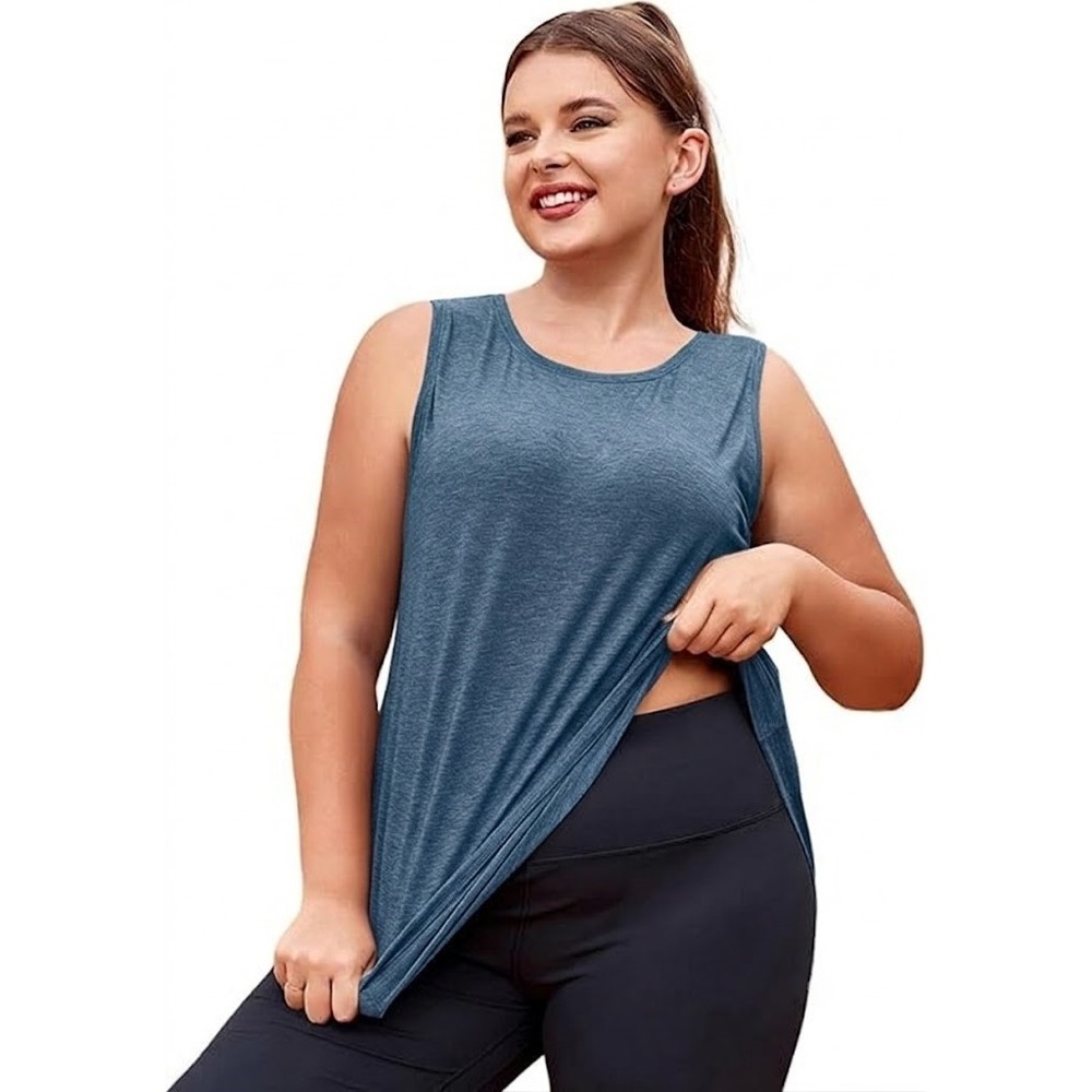 NWT Lalagen Women's XXL Blue Plus Size Workout Tank Tops Sleeveless Summer